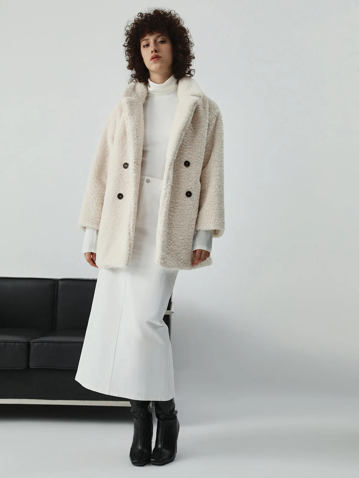 Faux Fur Graceful Open Collar Jacket