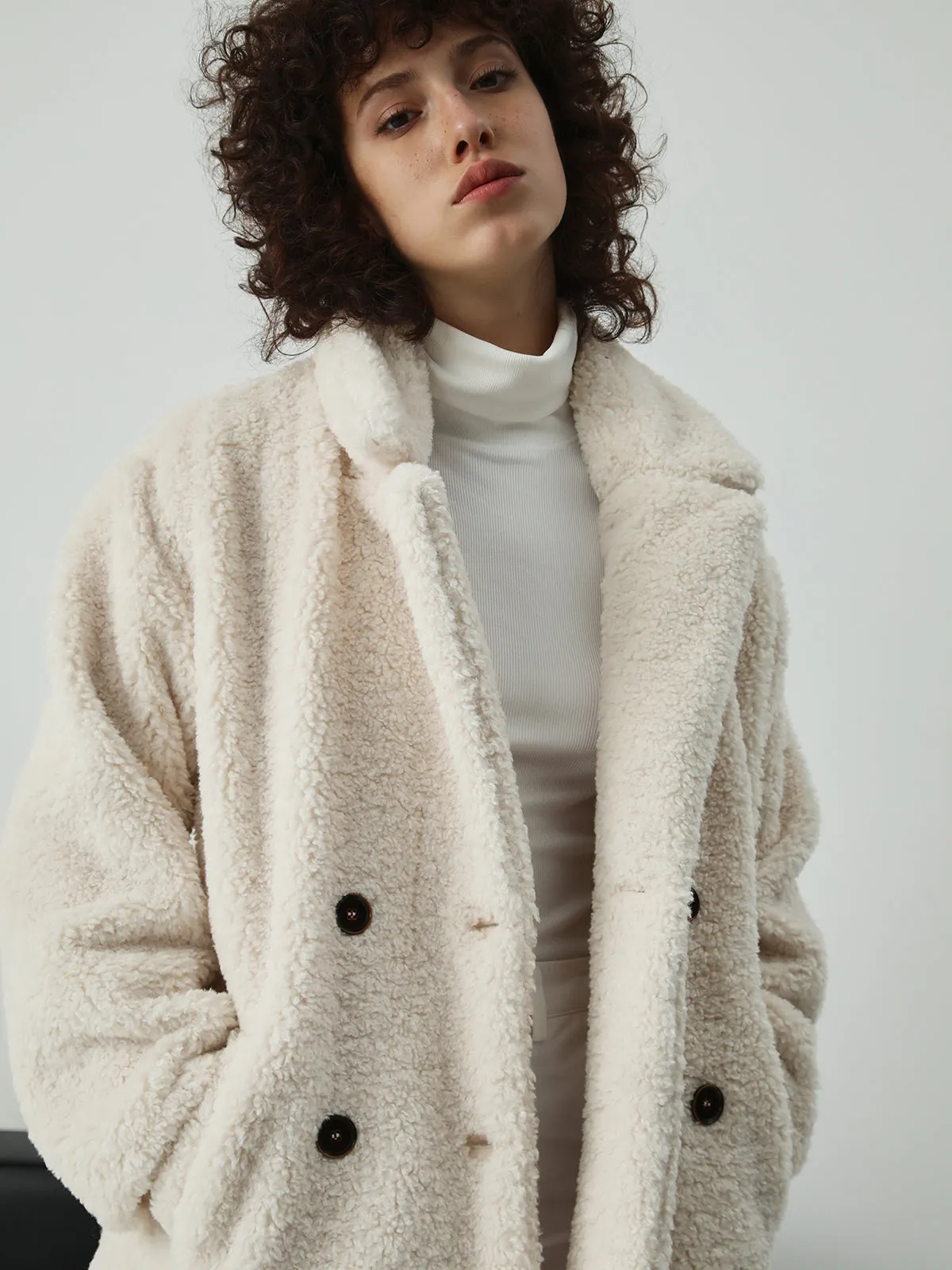 Faux Fur Graceful Open Collar Jacket
