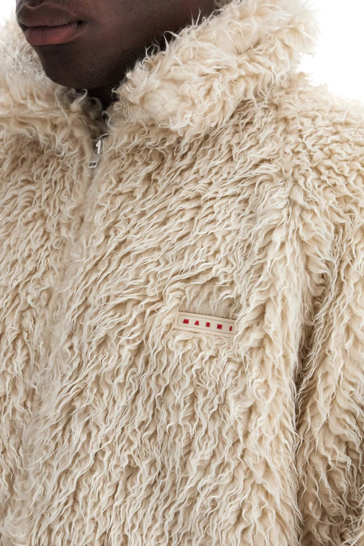 faux fur jacket with removable hood.