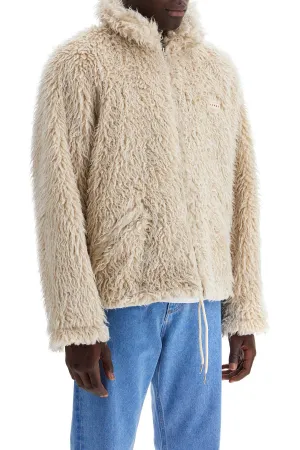 faux fur jacket with removable hood.