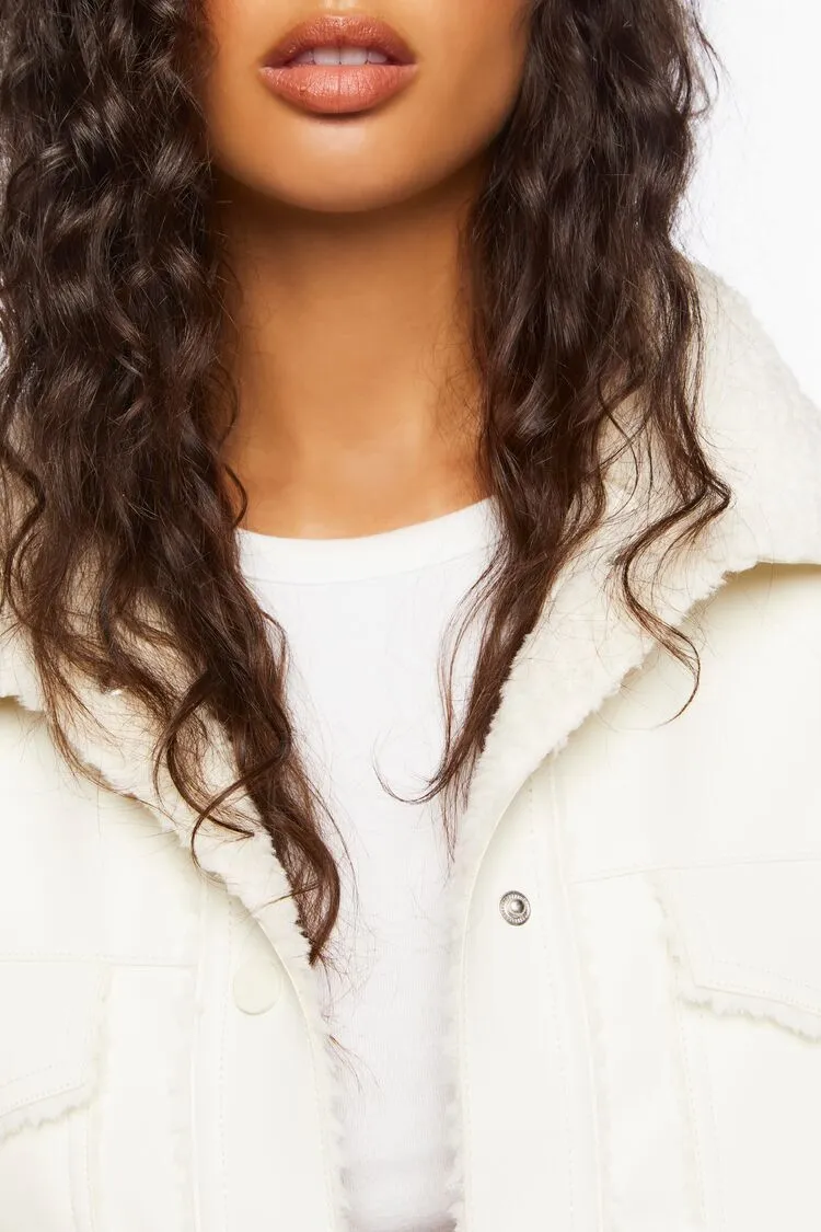 Faux Leather &amp; Faux Shearling Jacket