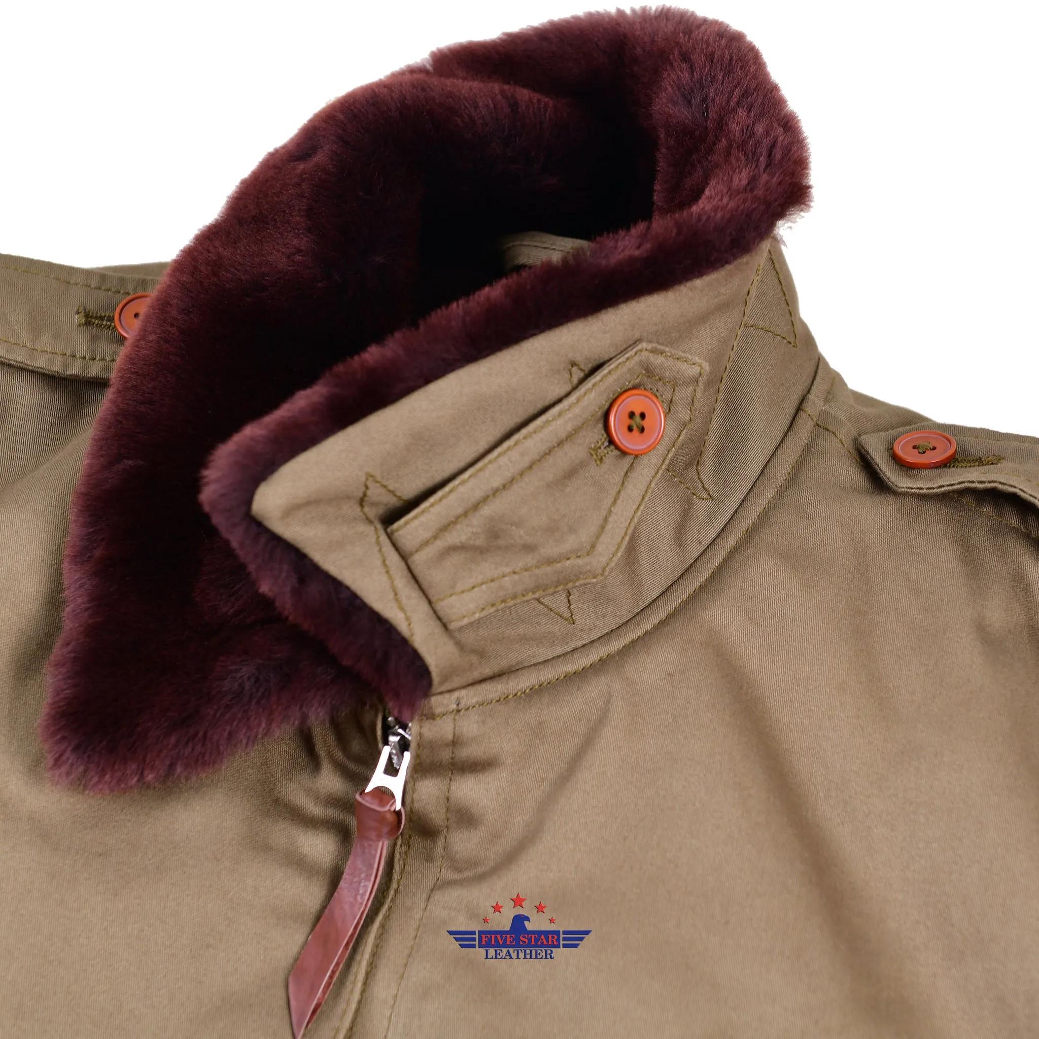 FiveStar Leather Type B 10 USAAF Military Flight Cloth Jacket Olive Cotton