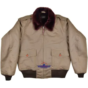 FiveStar Leather Type B 10 USAAF Military Flight Cloth Jacket Olive Cotton