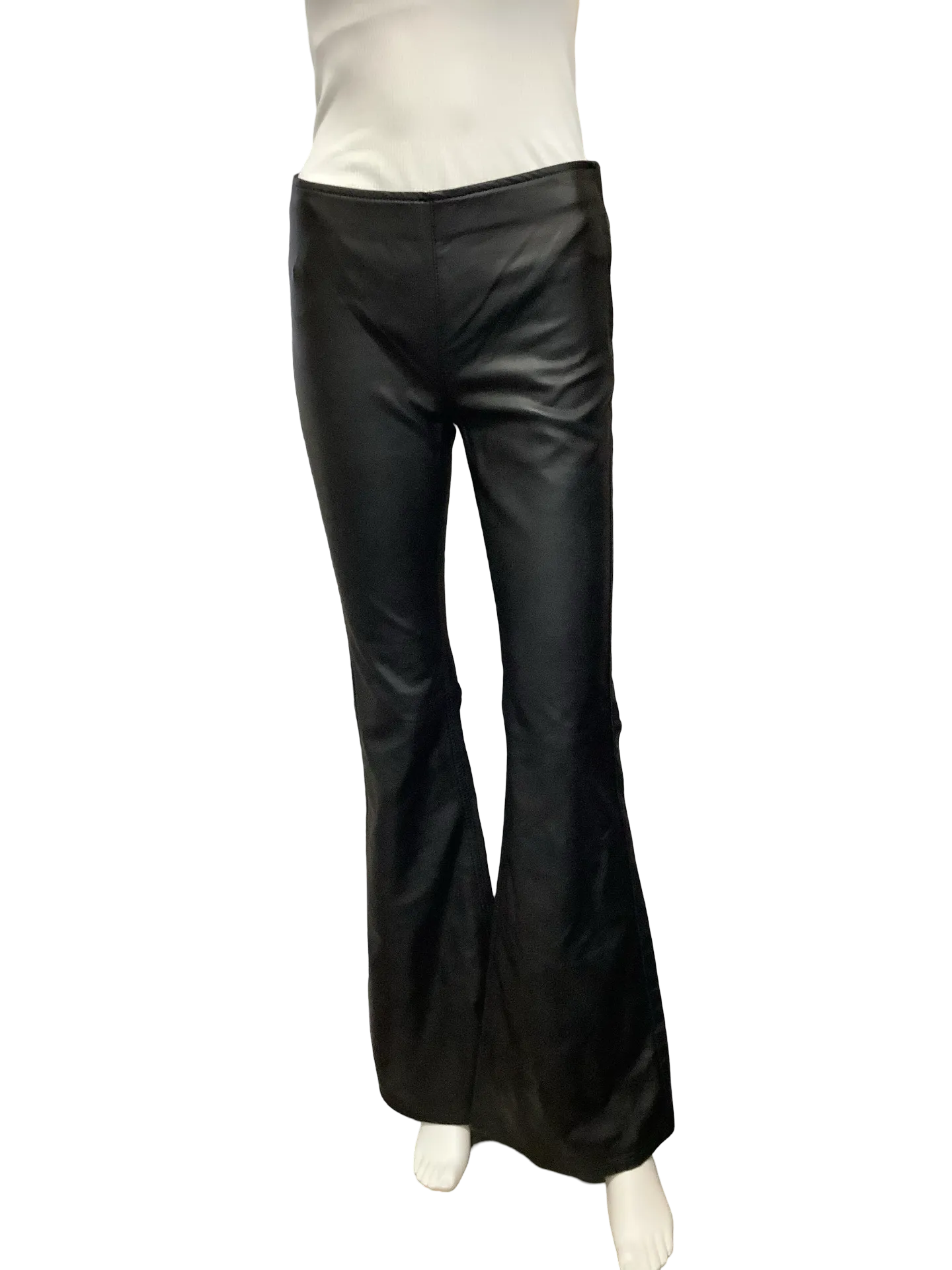 Free People Flared Pant Faux Leather Black Size: 26