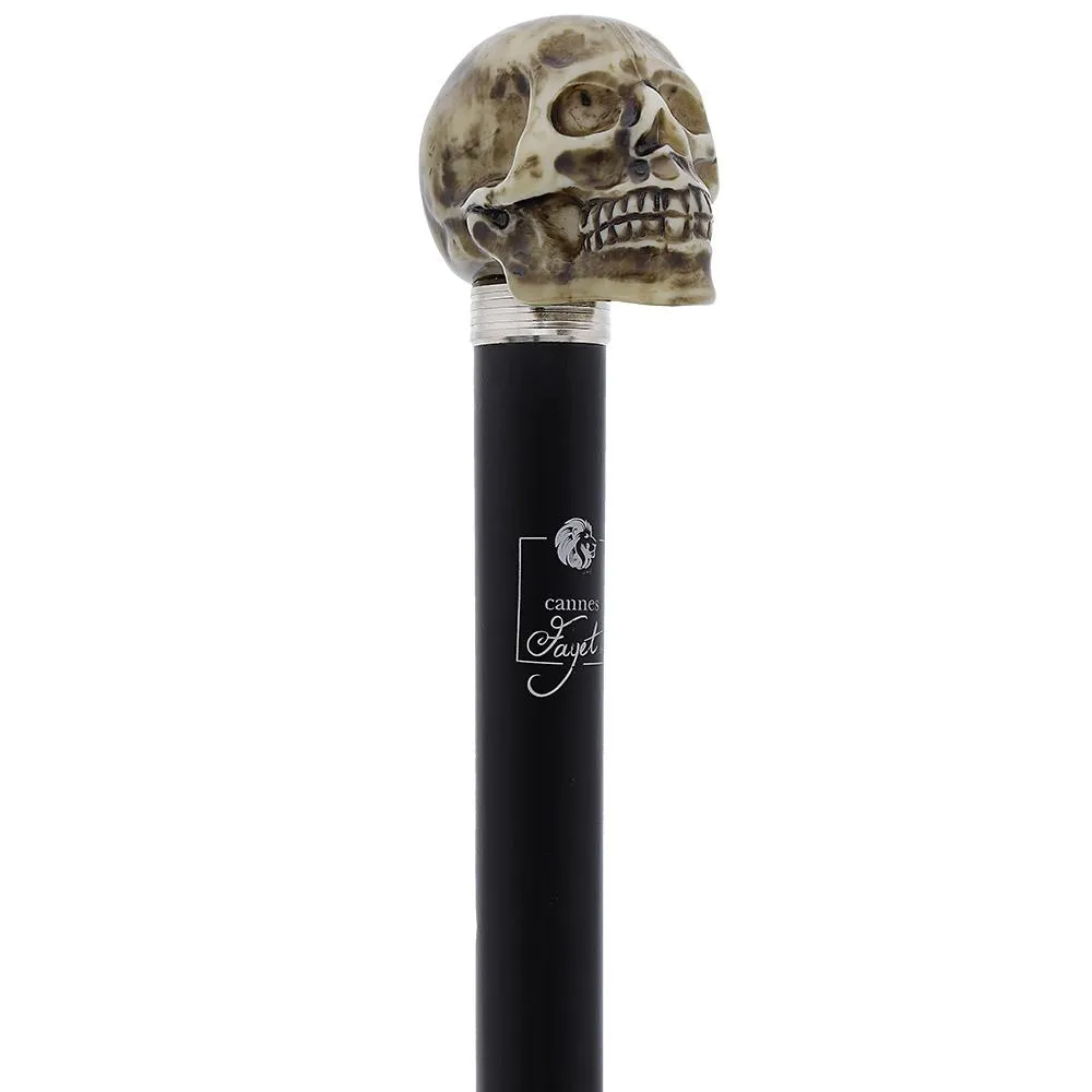 French Faux Bone Skull Sword Stick: Carbon Fiber Shaft