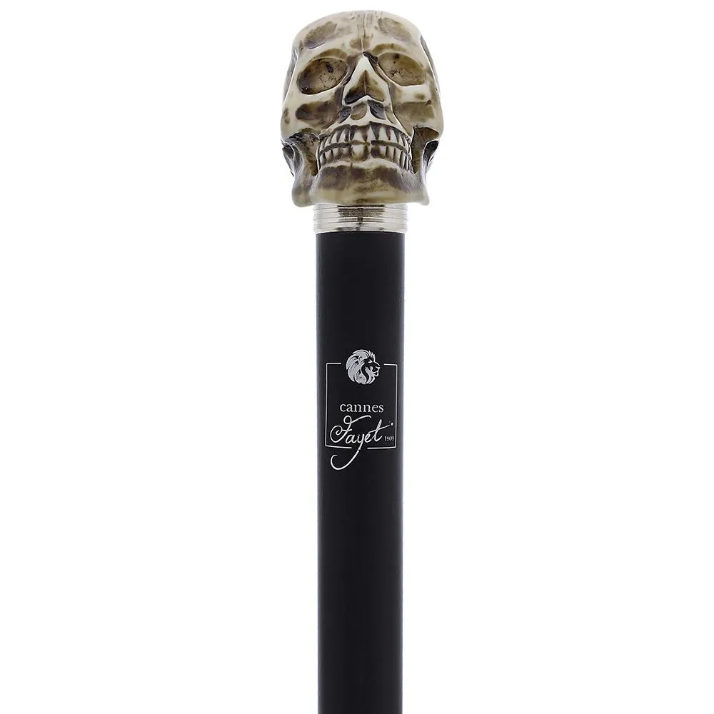 French Faux Bone Skull Sword Stick: Carbon Fiber Shaft