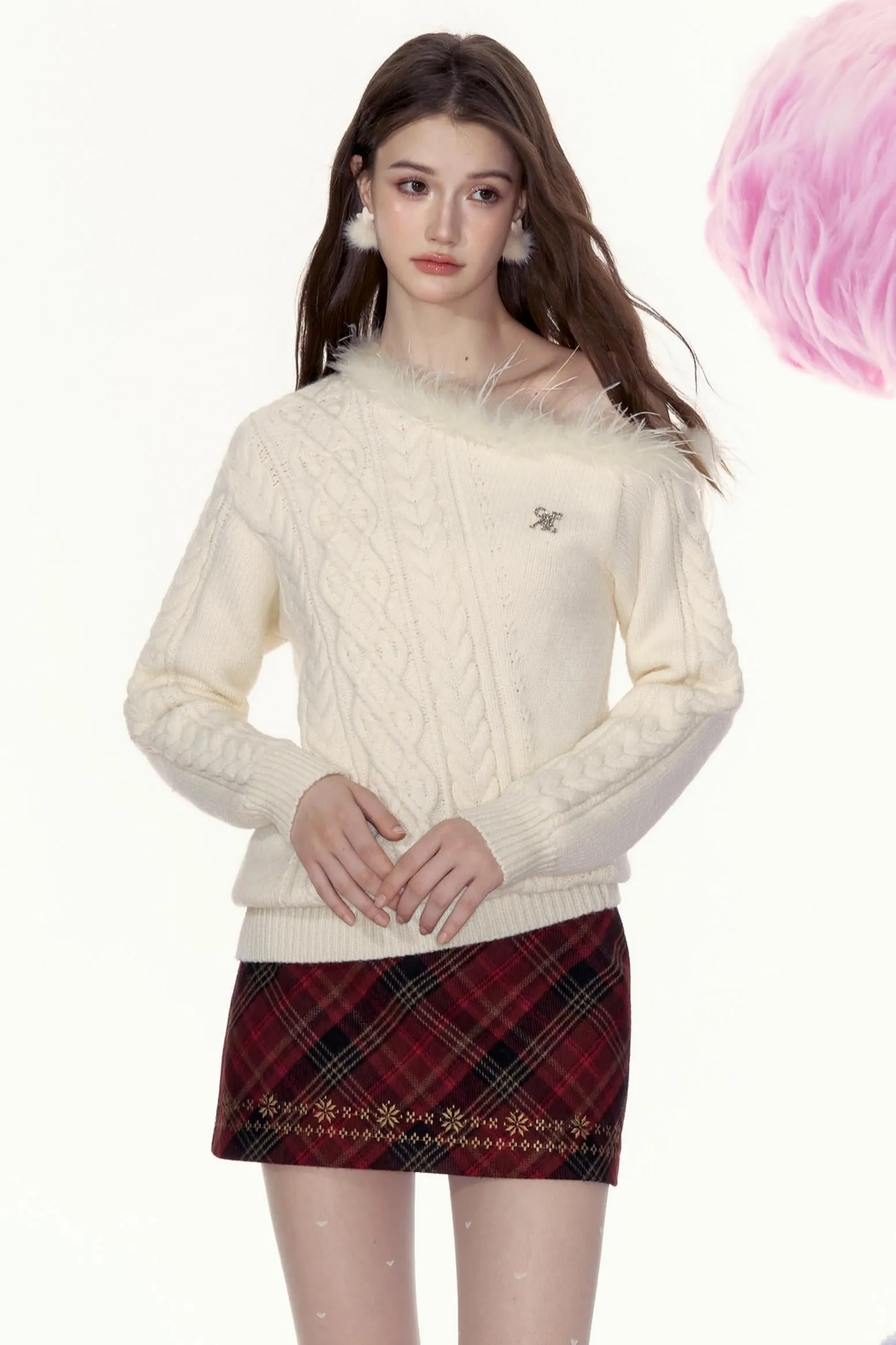 French Fur Collar Sweatshirt