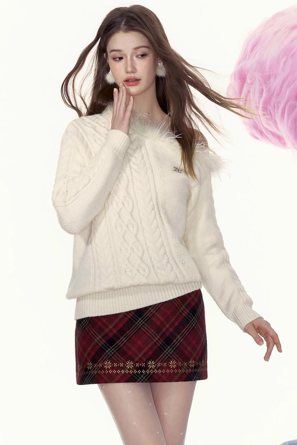 French Fur Collar Sweatshirt