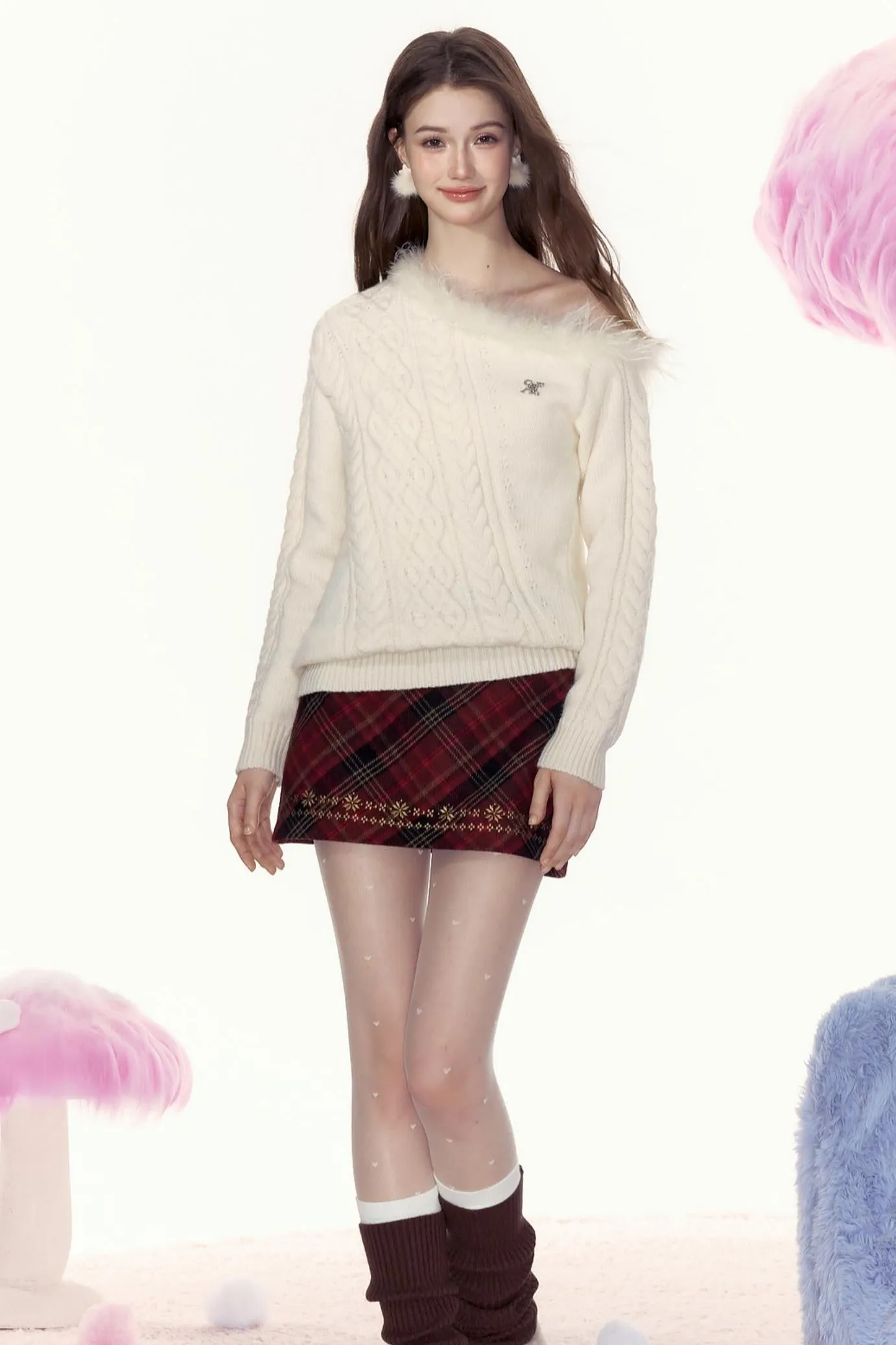 French Fur Collar Sweatshirt