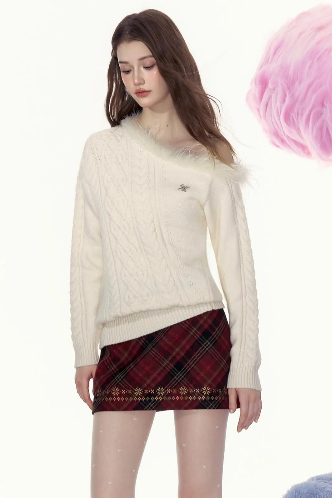 French Fur Collar Sweatshirt