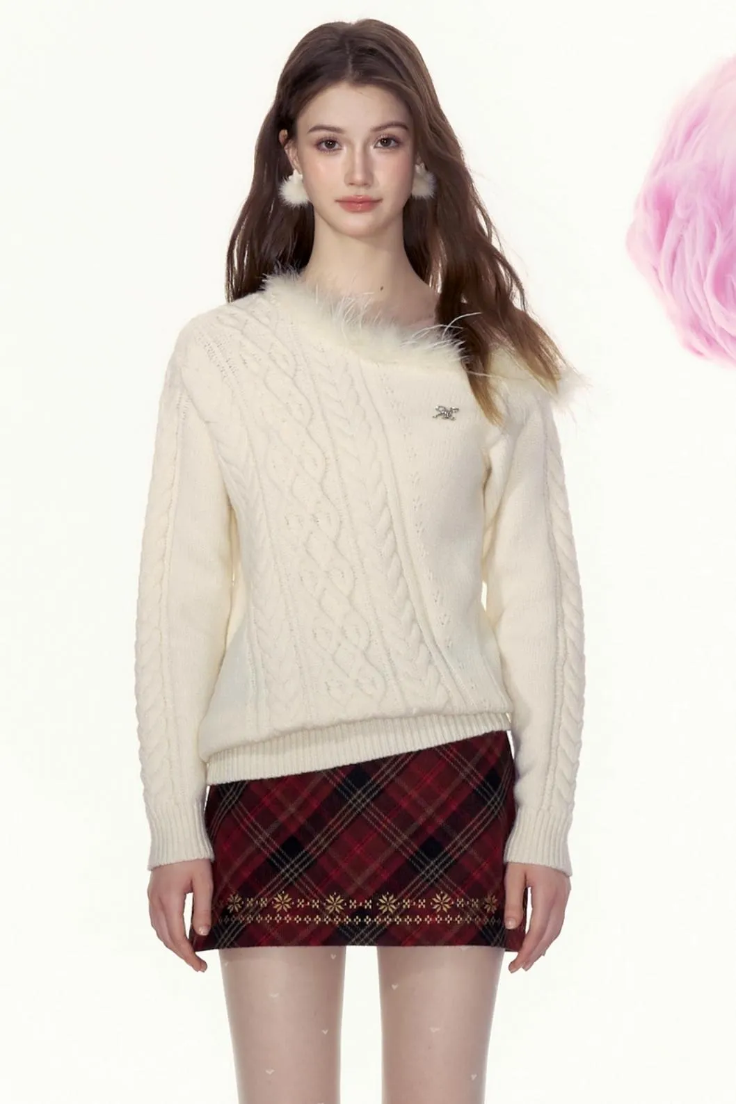 French Fur Collar Sweatshirt