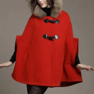 Fur Collar Cloak Woolen Shawl Coat