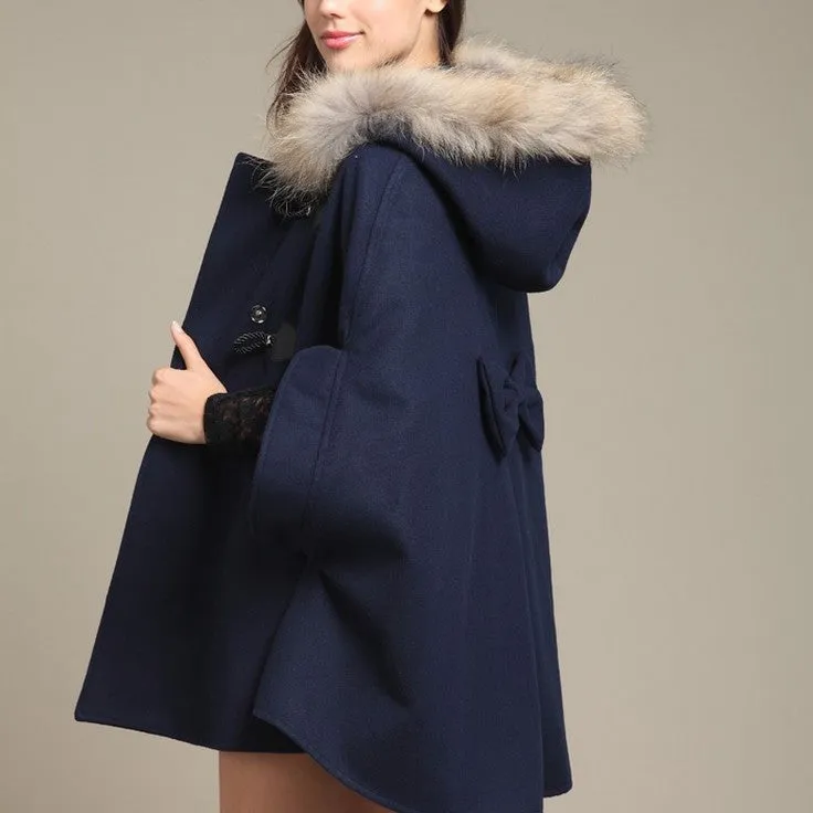 Fur Collar Cloak Woolen Shawl Coat