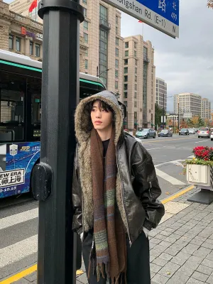 Fur Collar Reversible Lint Jacket  OYC0110