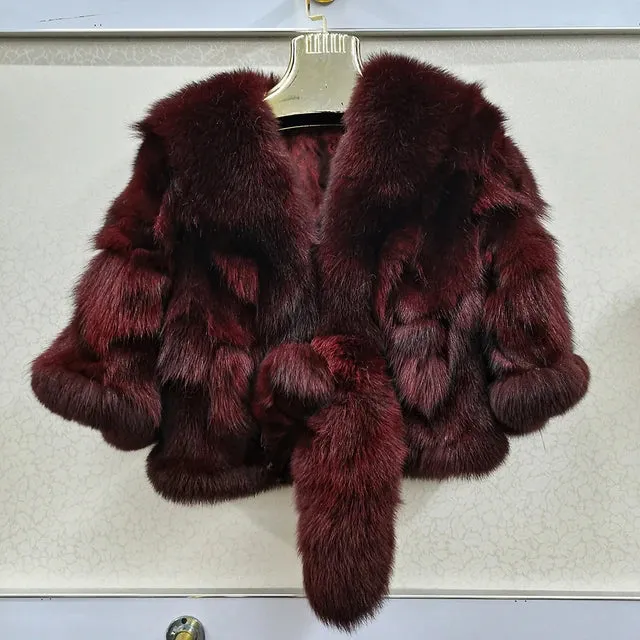 Genuine Real Fox Fur Coat - 100% Natural Fox