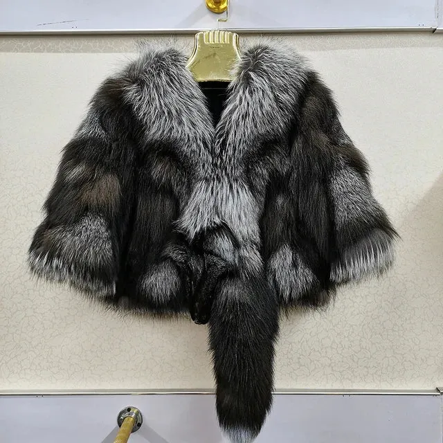 Genuine Real Fox Fur Coat - 100% Natural Fox