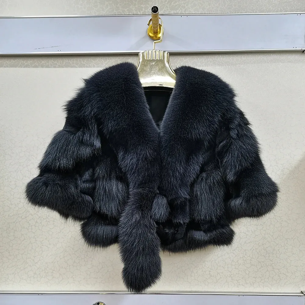 Genuine Real Fox Fur Coat - 100% Natural Fox