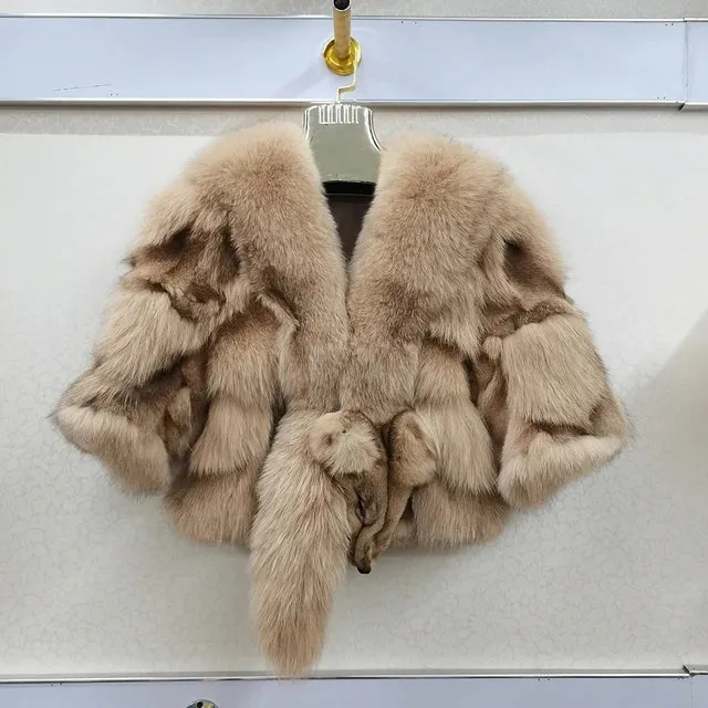 Genuine Real Fox Fur Coat - 100% Natural Fox