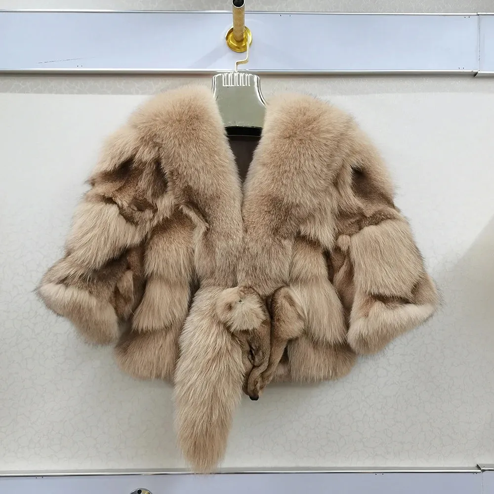 Genuine Real Fox Fur Coat - 100% Natural Fox