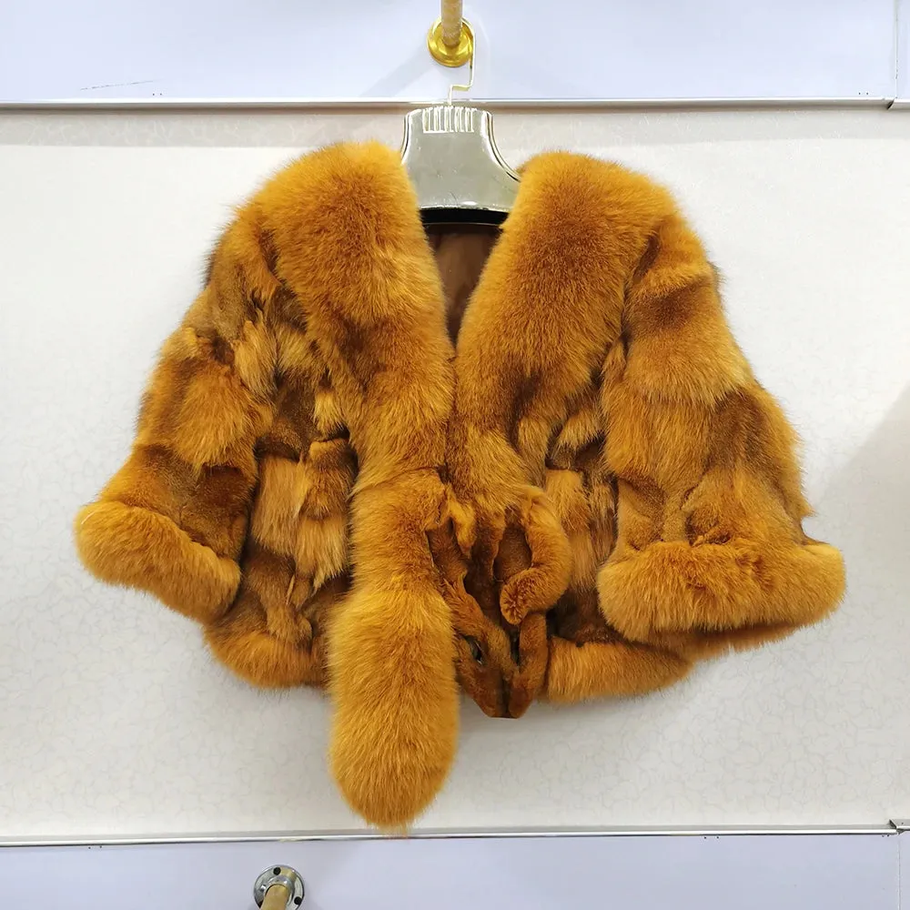 Genuine Real Fox Fur Coat - 100% Natural Fox