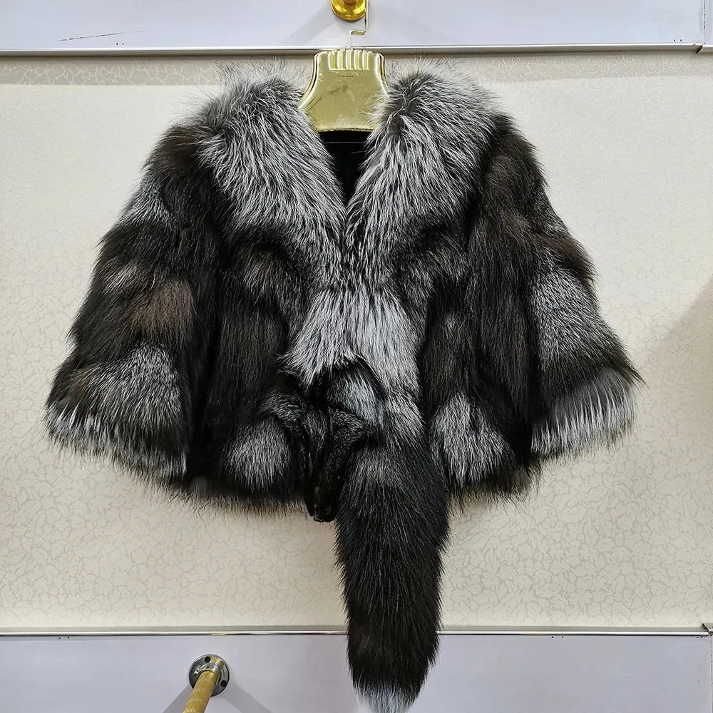 Genuine Real Fox Fur Coat - 100% Natural Fox