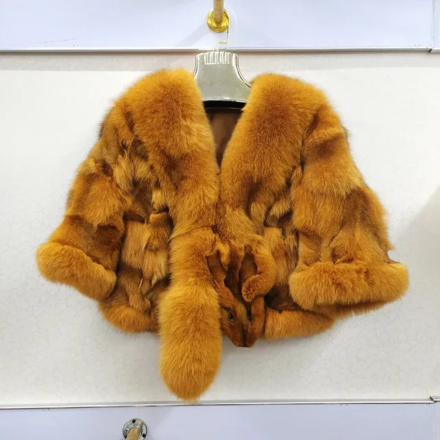 Genuine Real Fox Fur Coat - 100% Natural Fox