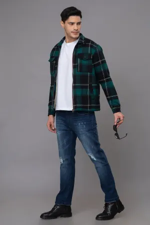 Green black check Shacket