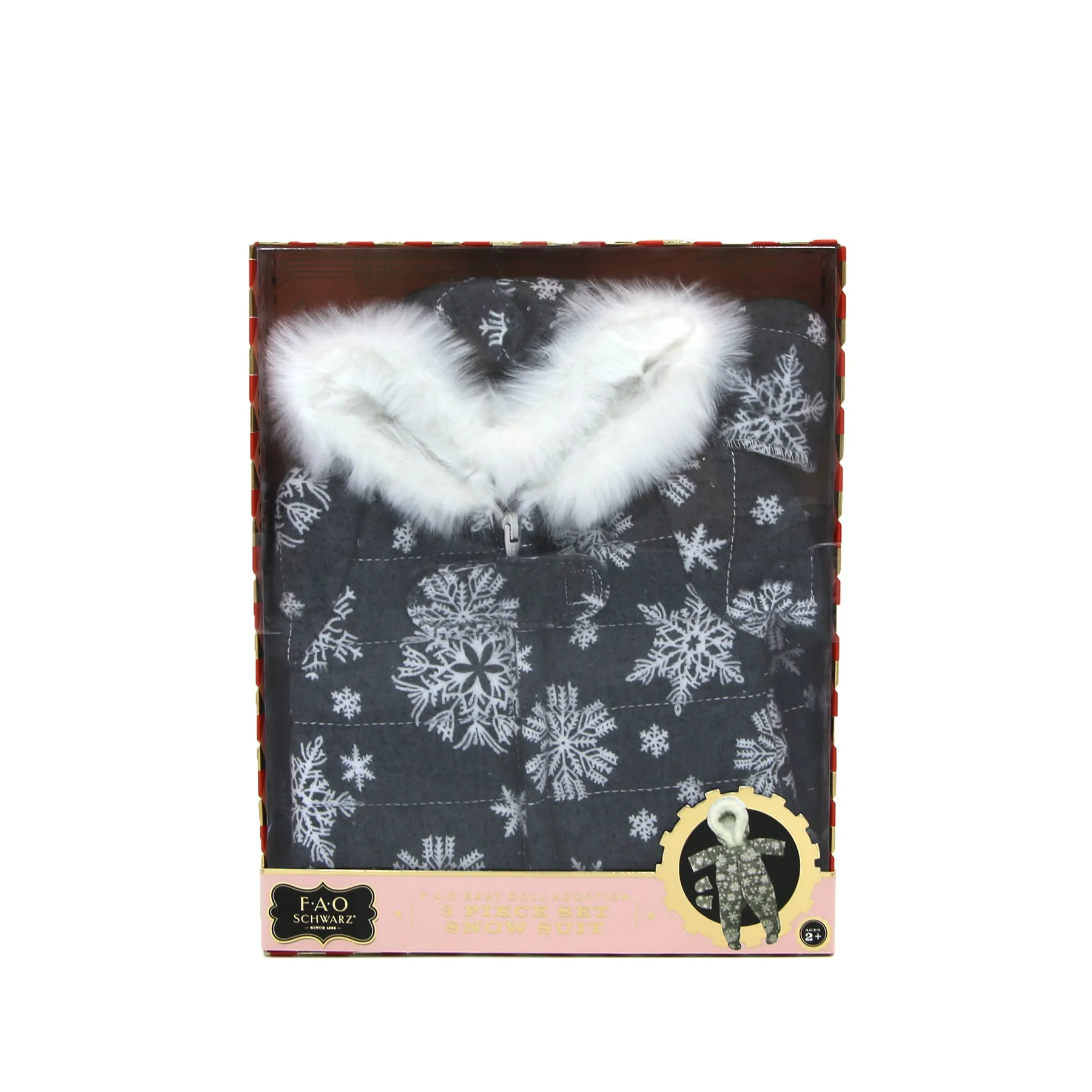 Grey Snowflake Doll Snow Suit with Mittens
