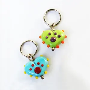 Handcrafted Lamp Work Pet Dog Paw Print Heart Collar Charms