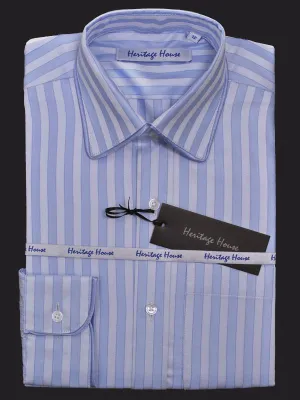Heritage House 13194 100% Prima Cotton Boy's Dress Shirt - Stripe - Blue
