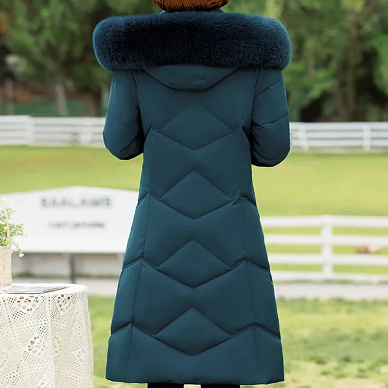 Hooded Fur Collar Padded Overcoat