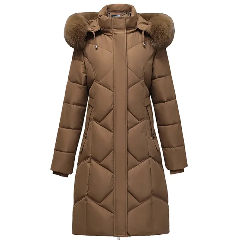 Hooded Fur Collar Padded Overcoat