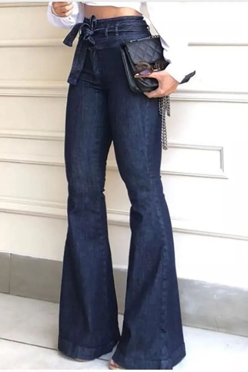 HPQ1403 Hip-Lifting Flared Wide-Leg Jeans Pants
