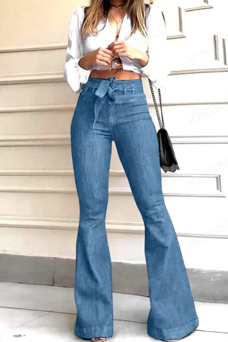HPQ1403 Hip-Lifting Flared Wide-Leg Jeans Pants