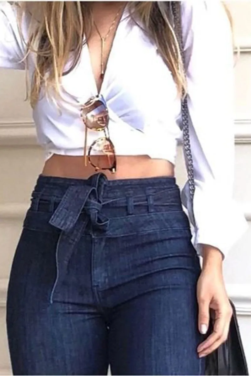HPQ1403 Hip-Lifting Flared Wide-Leg Jeans Pants