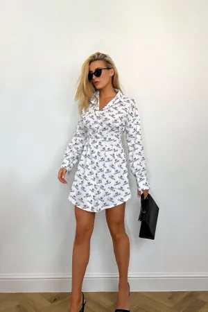 Kands London White Satin Fitted Shirt Dress