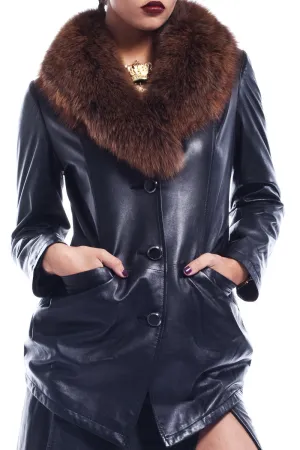 Katelyn Tully Fur Collar Leather Jacket