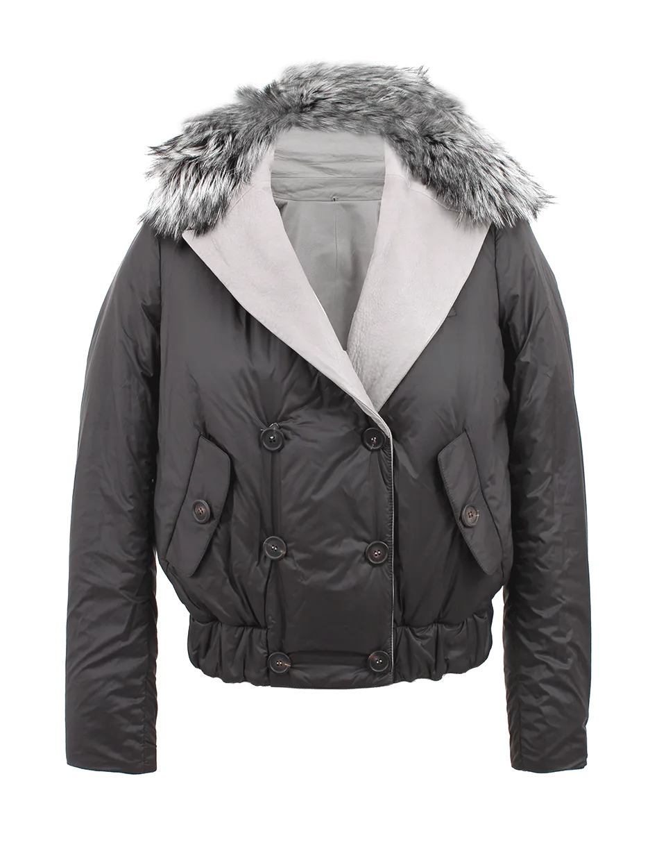 Leather Reversible Cropped Jacket