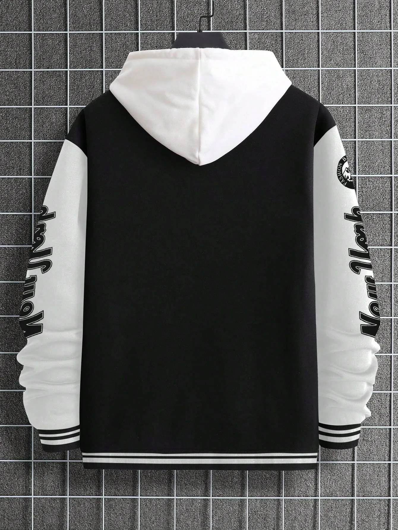 LEGND Men Slogan Graphic Two Tone Varsity Jacket, Going Out Street Wear Letter Baseball Long Sleeve Color Block Jacket, For Friends, Husband, Boyfriend Gifts