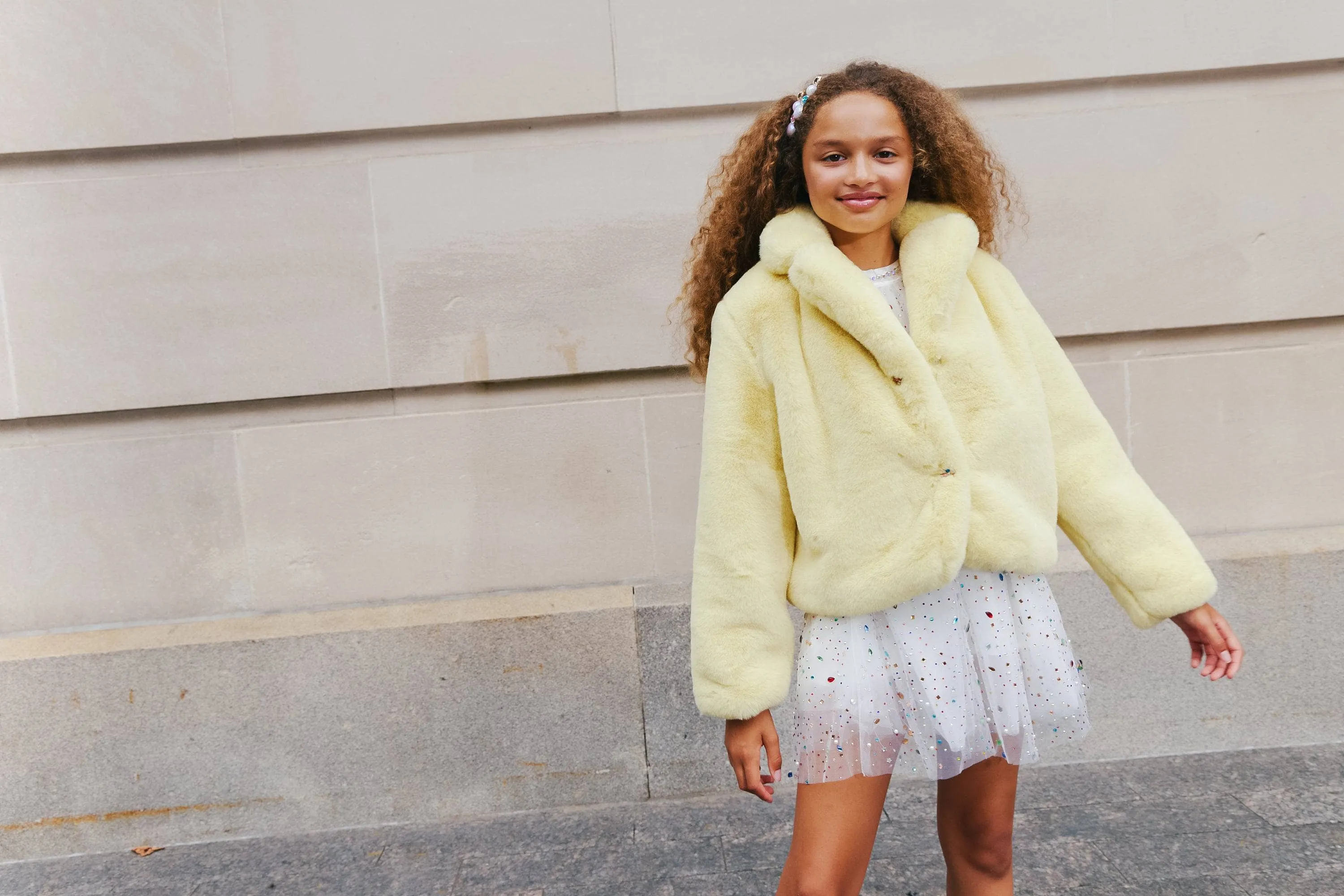 Little Miss Sunshine Faux Fur Jacket