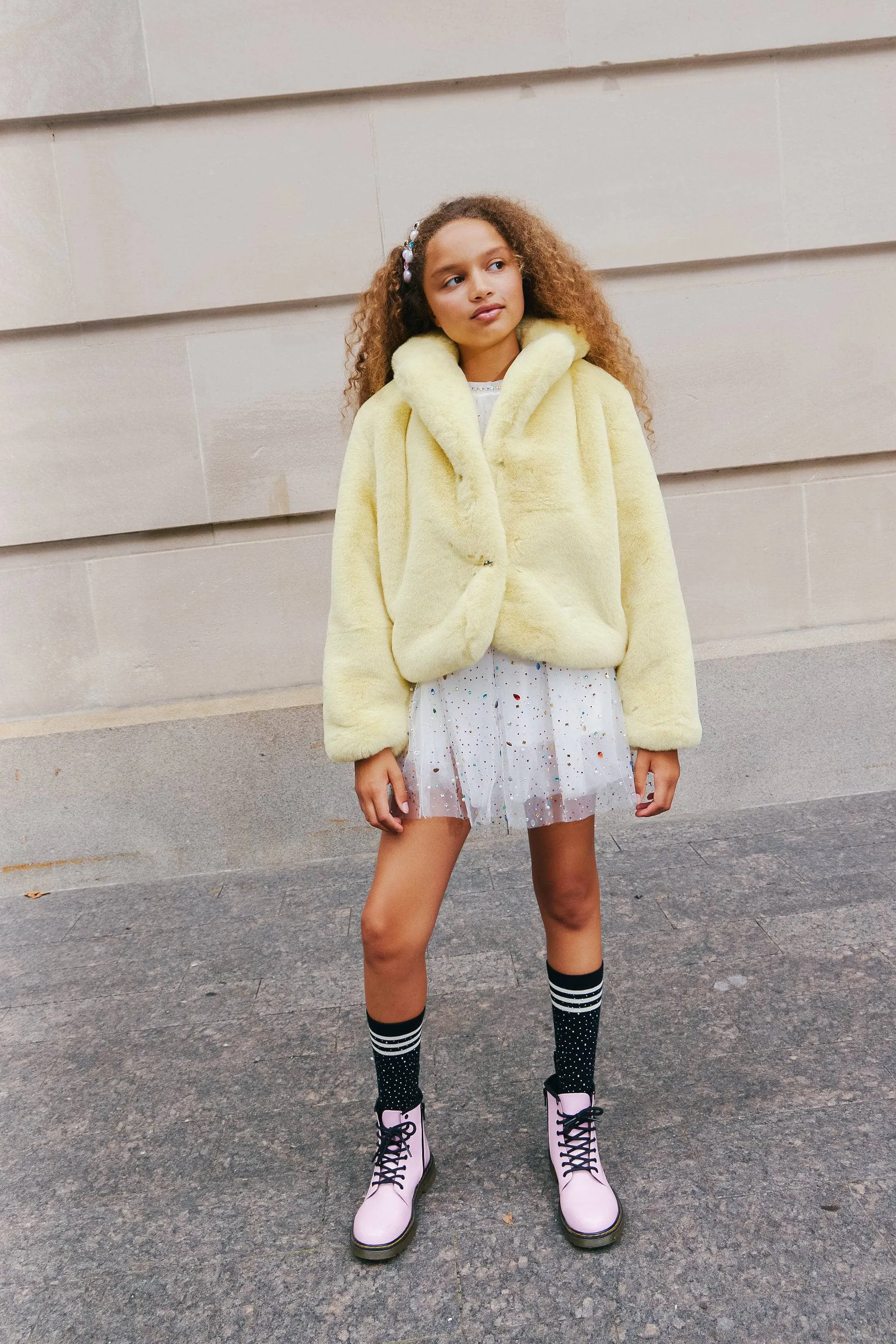 Little Miss Sunshine Faux Fur Jacket