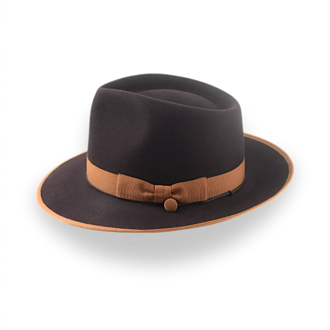 Luxury Teardrop Fedora in Chocolate Beaver Fur Felt | The Caesar