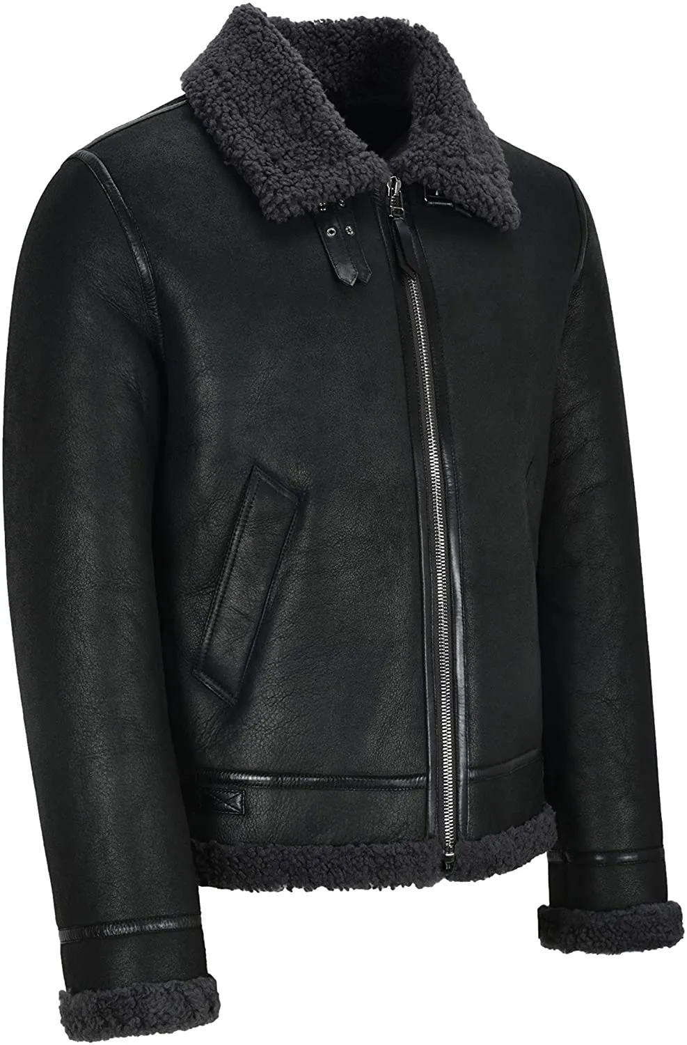 Men’s Air Force Style Leather Jacket with Fur
