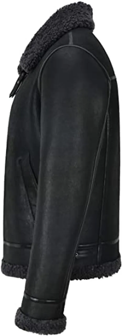 Men’s Air Force Style Leather Jacket with Fur