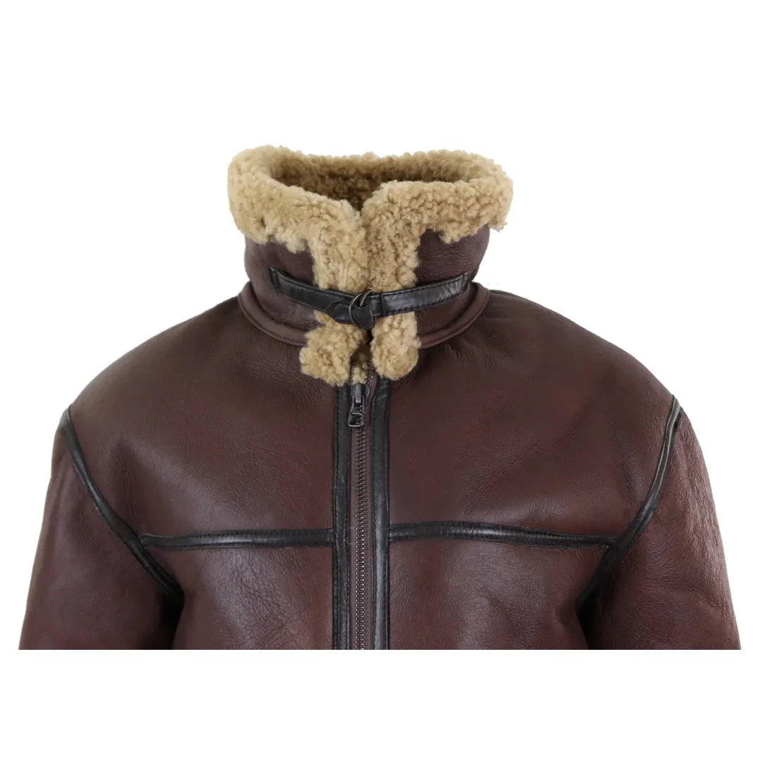 Men's Aviator Shearling Sheepskin Leather Bomber Flying Jacket
