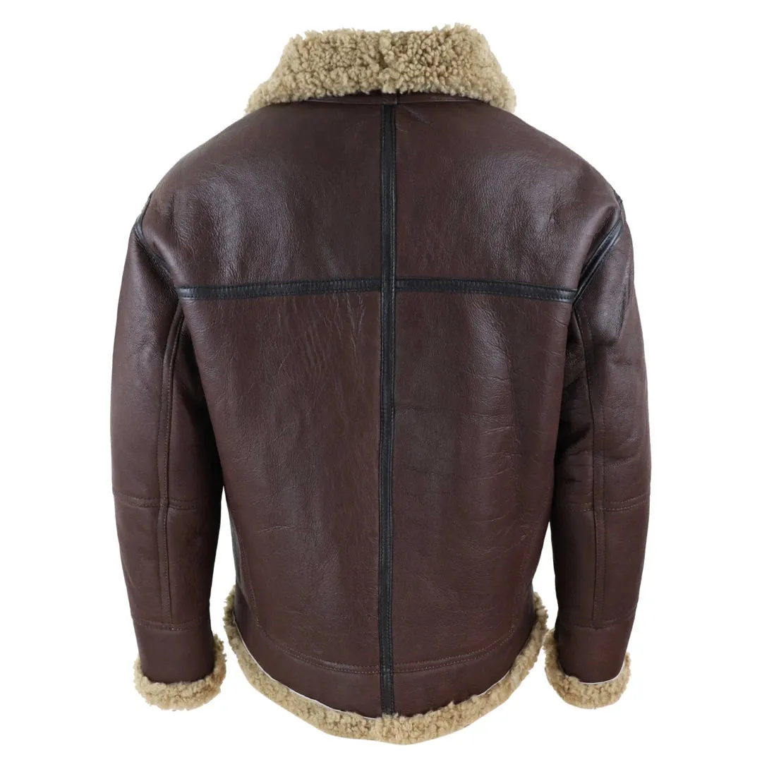 Men's Aviator Shearling Sheepskin Leather Bomber Flying Jacket