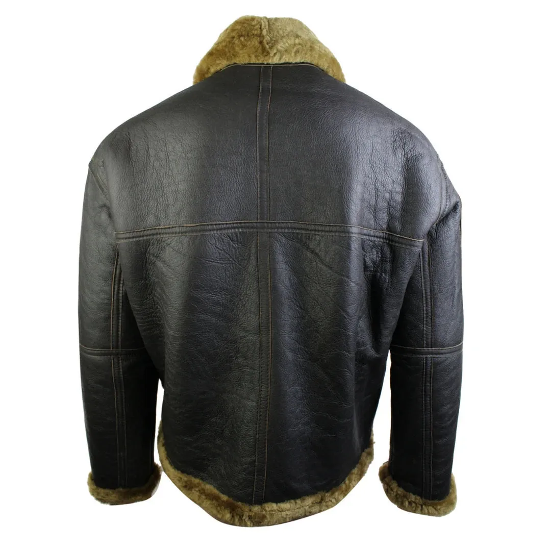 Men's Brown Original RAF Sheepskin Flying Pilot Jacket Classic Brown Ginger