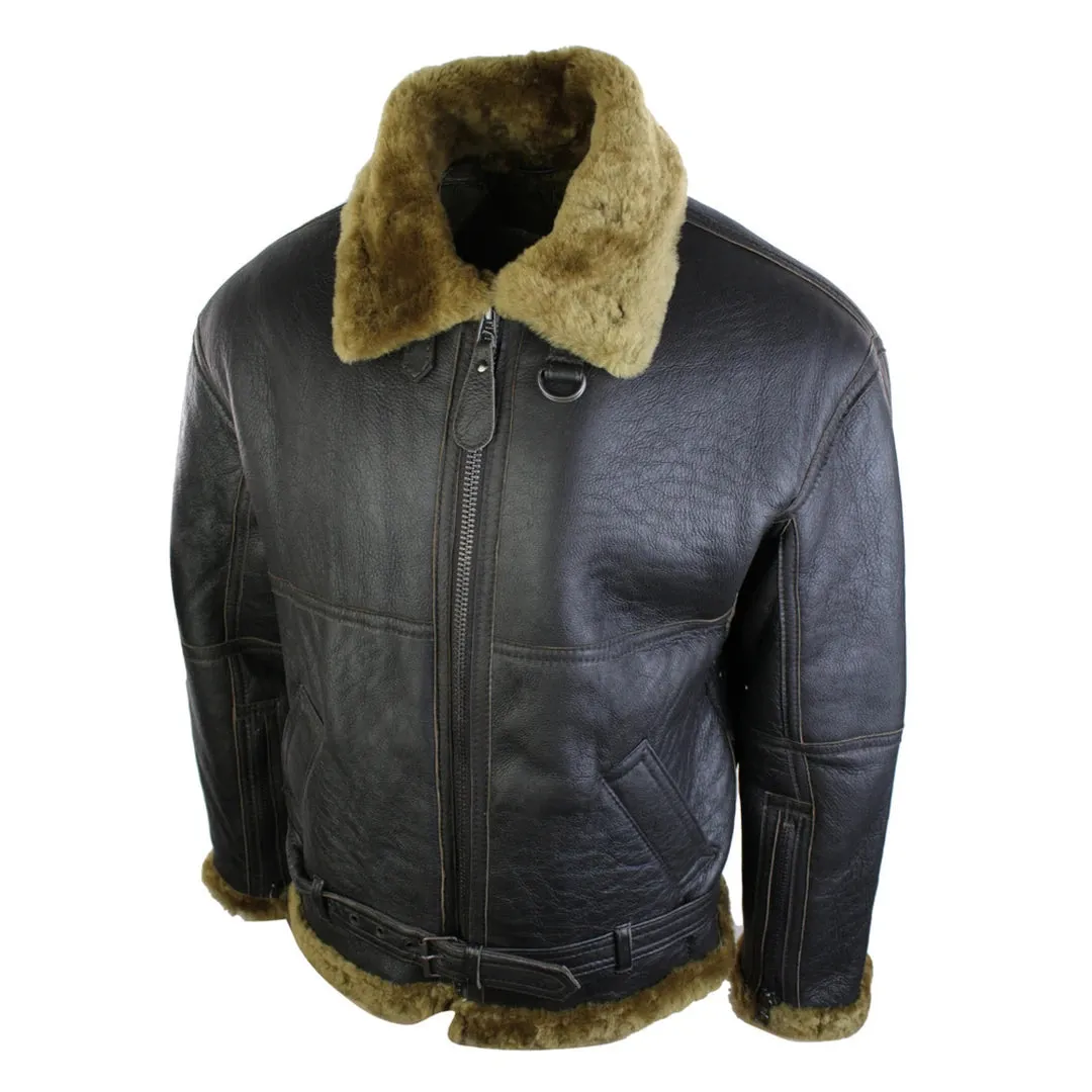 Men's Brown Original RAF Sheepskin Flying Pilot Jacket Classic Brown Ginger