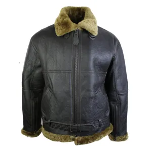 Men's Brown Original RAF Sheepskin Flying Pilot Jacket Classic Brown Ginger