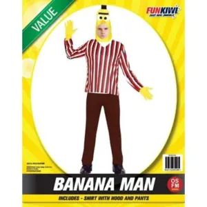 Mens Deluxe Banana Man and Striped Shirt Costume